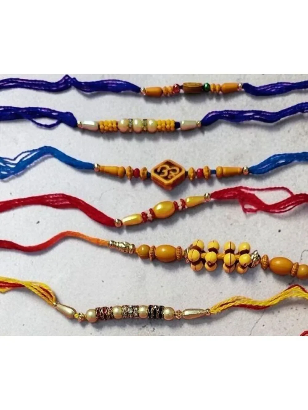 Lot of 12 Rakhi Style Beaded Bracelets – Multicolor Threads - Never Used